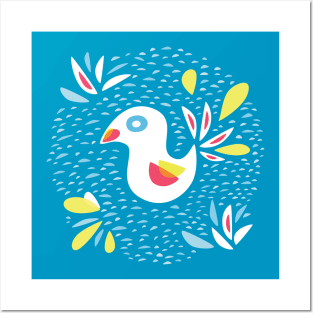 Cute White Abstract Bird Posters and Art